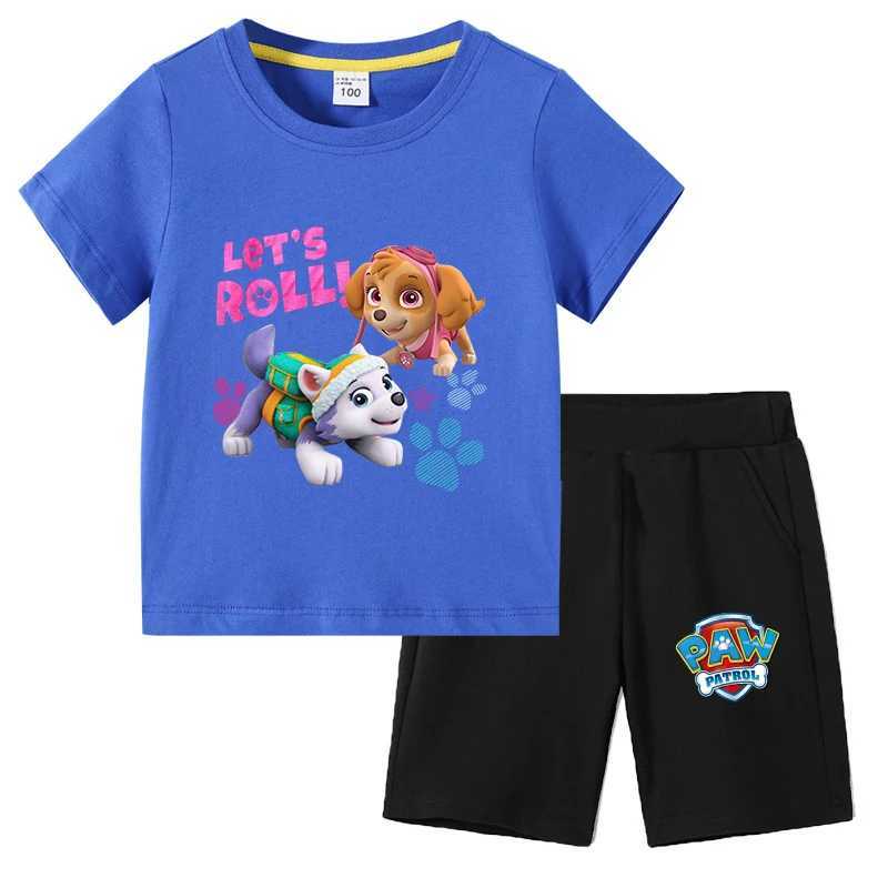 P Patrol Girls Set Kids Short Sleeve T-Shirt And Shorts 2-Piece Outfits Boys Suit Childrens Cotton Summer Clothes W250218