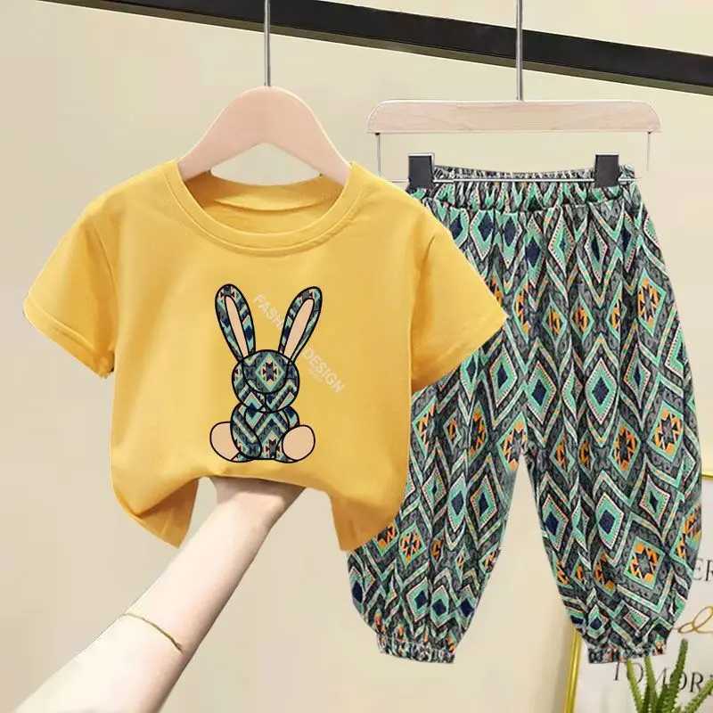 Children Clothing Sets Boys Girls 2023 Summer Mother Kids Clothes Cotton T-shirt Short Sleeves Trousers 2pcs Suit Baby Clothes W250218