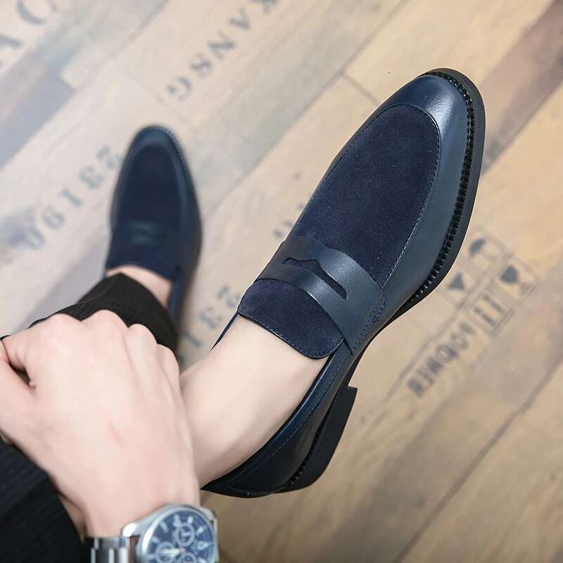 Italian Moccasins Suede Oxford Men Loafers Classic Original Derbies Pointed Toe Dress Leather Slip-On Wedding Shoes