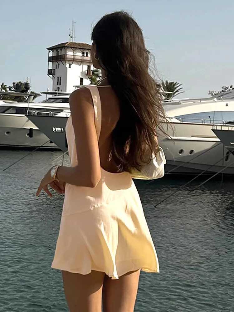 Basic Casual Dresses Fantoye Irregular Sexy Off Shoulder Women Dress Yellow Backless High Waist Dress Female Autumn Slim Elegant Party Clubwear 2024 H