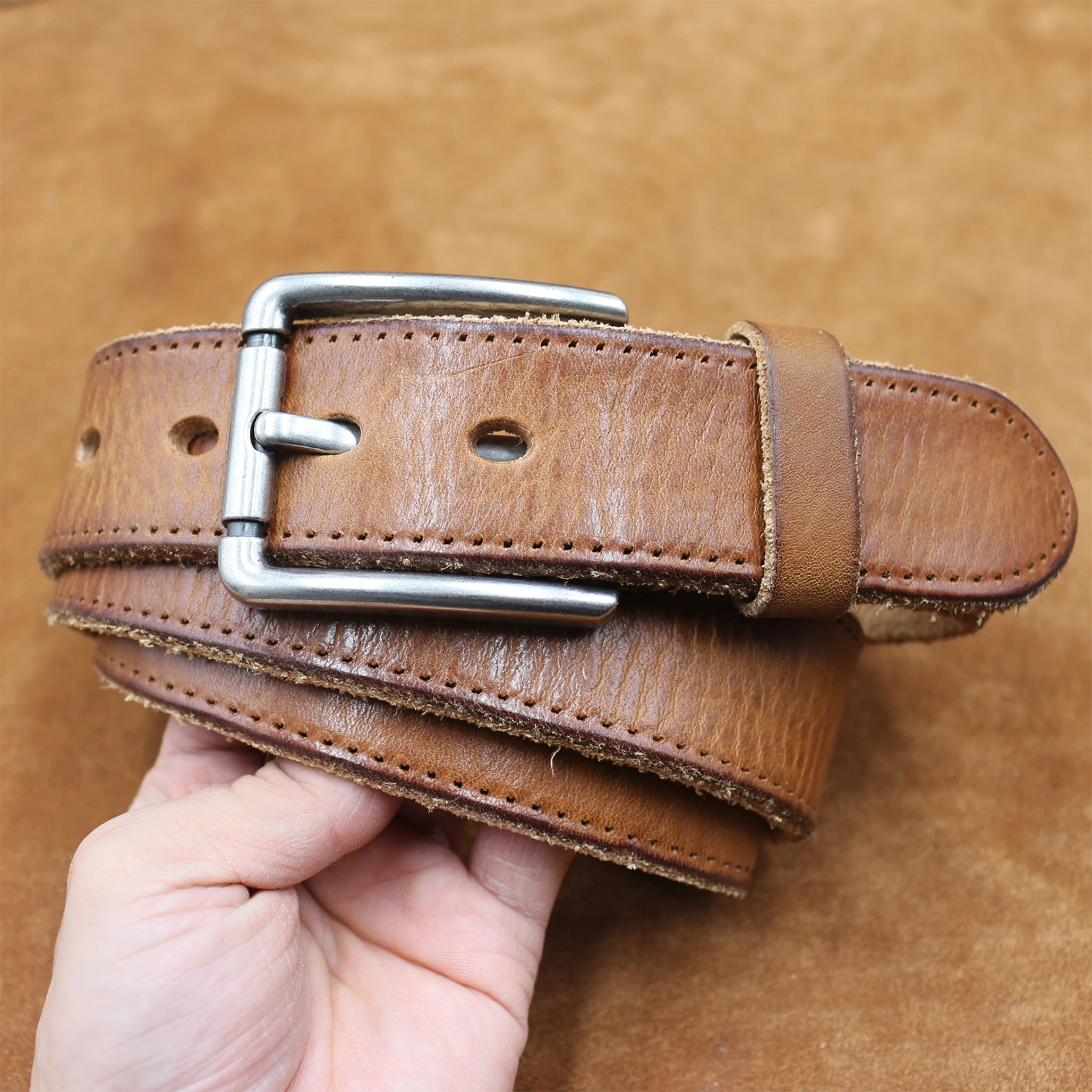 3.8cm Width Mens Cowskin Genuine Leather Belt Vintage Jeans Belt Strap Y2K Pin Buckle Belts For Men Male Gift 250213