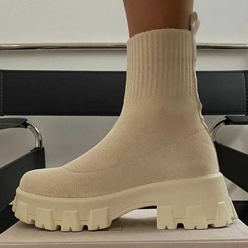 Women Boots 2022 Platform Boots For Autumn Winter Shoes Slip Platform Shoes Women Ankle Boots White Heels Short Botas MujerXJ250217