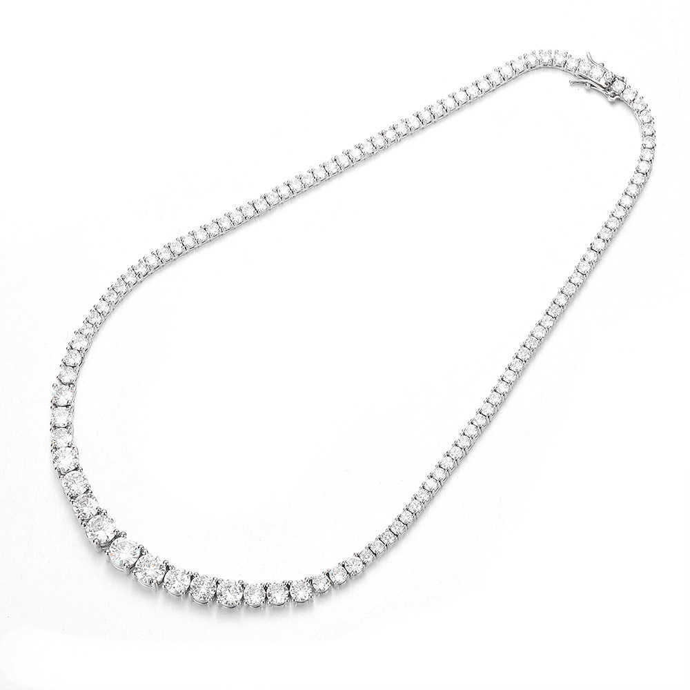 NUOYA New Style Hiphop Jewelry 3mm-7mm Bling CZ Stone Silver Plated Gradient Size Tennis Chain Necklace for Women Jewelry