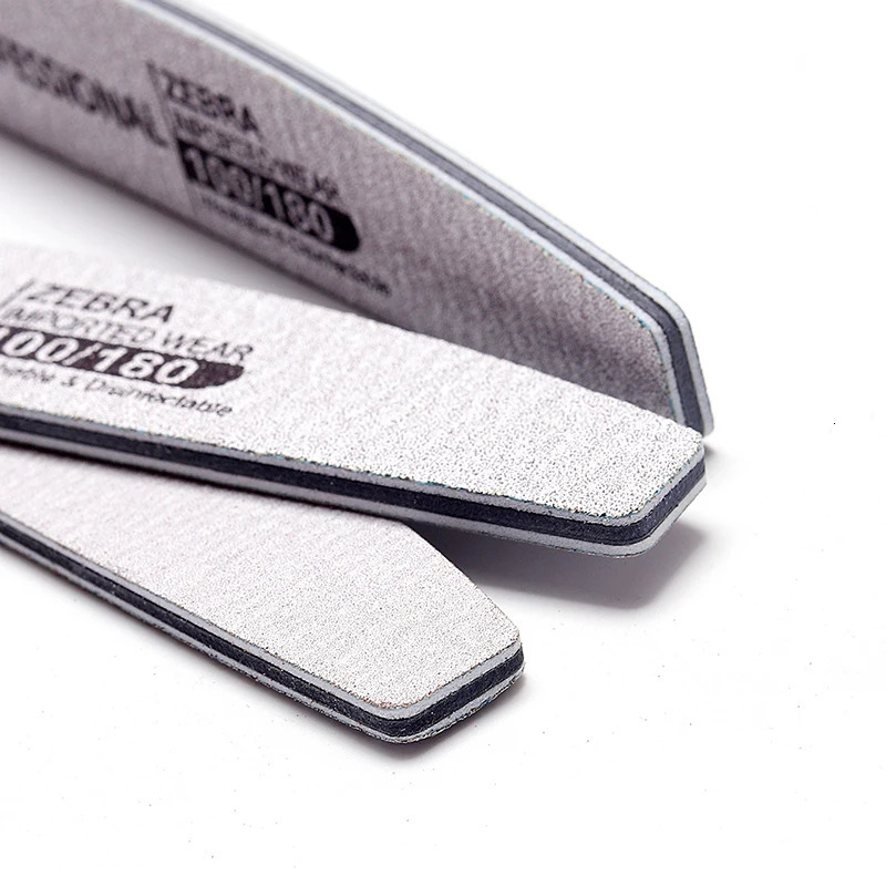 50Pcs Halfmoon Nails File Professional Reusable 100/180 Grit Buffer Files Double Sides Washable Sanding Nail Files For Manicure 250214