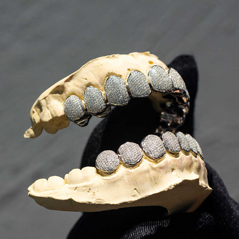 Hip Hop Rapper Customize Grillz 925 Sterling Silver VVS Moissanite diamond Iced Out Moissanite Grillz