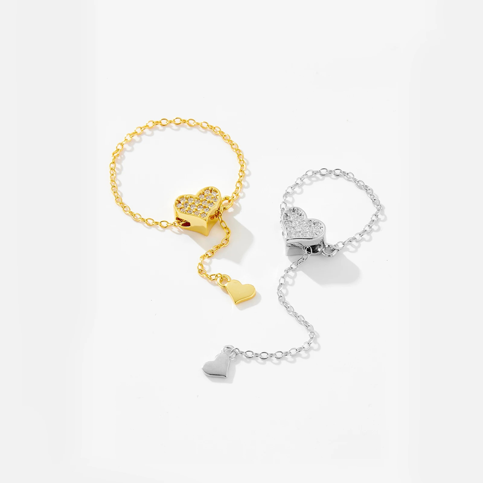 VEWANT Women 925 Sterling Silver Heart Zircon Adjustable Flexible Fix Pulling Rings Birthday Party Fashion Fine Jewelry 250214