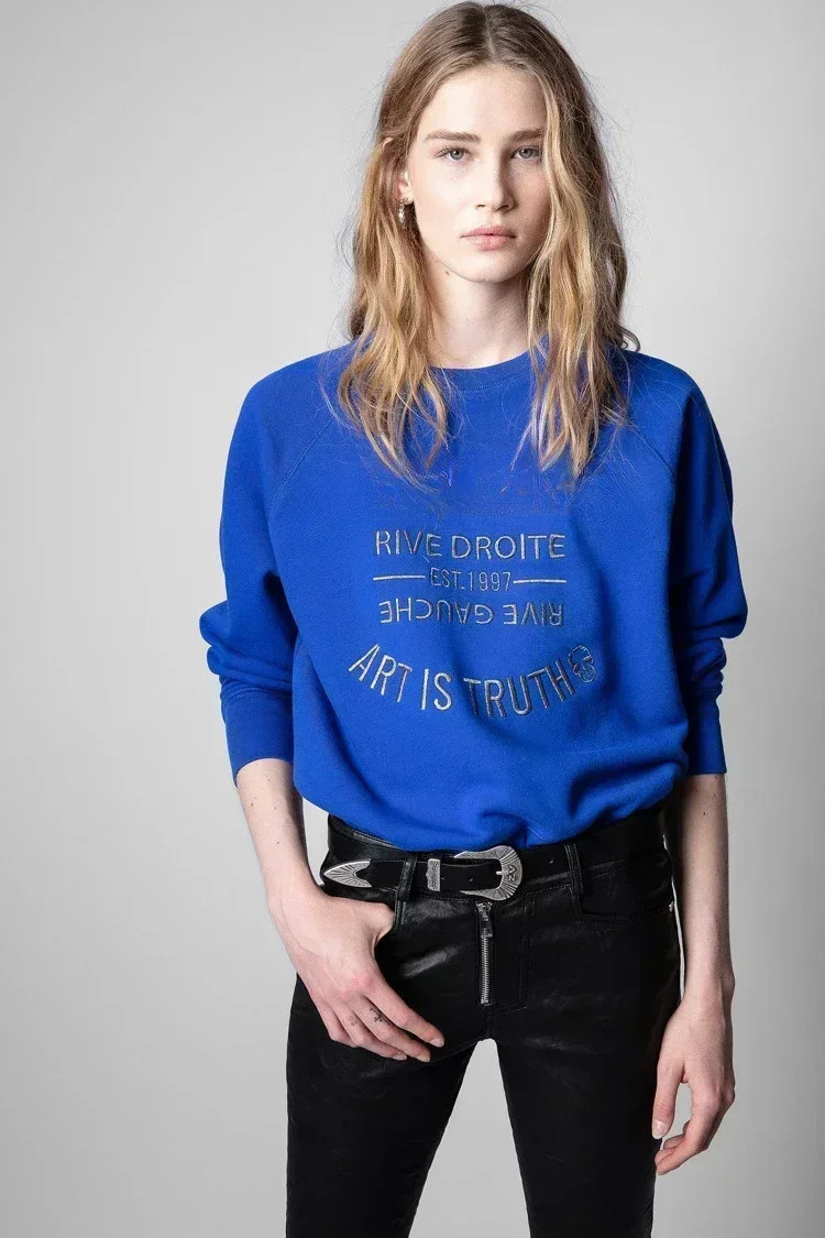 Early Autumn French Niche ZV Classic Letter y Pink Cotton Womens ed Pullover Hoodie 250213