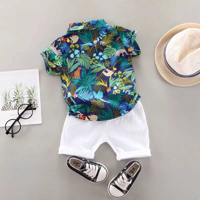 Baby clothing baby clothing 0-5 years old summer short sleeved set baby printed shirt casual shorts two-piece set W250218
