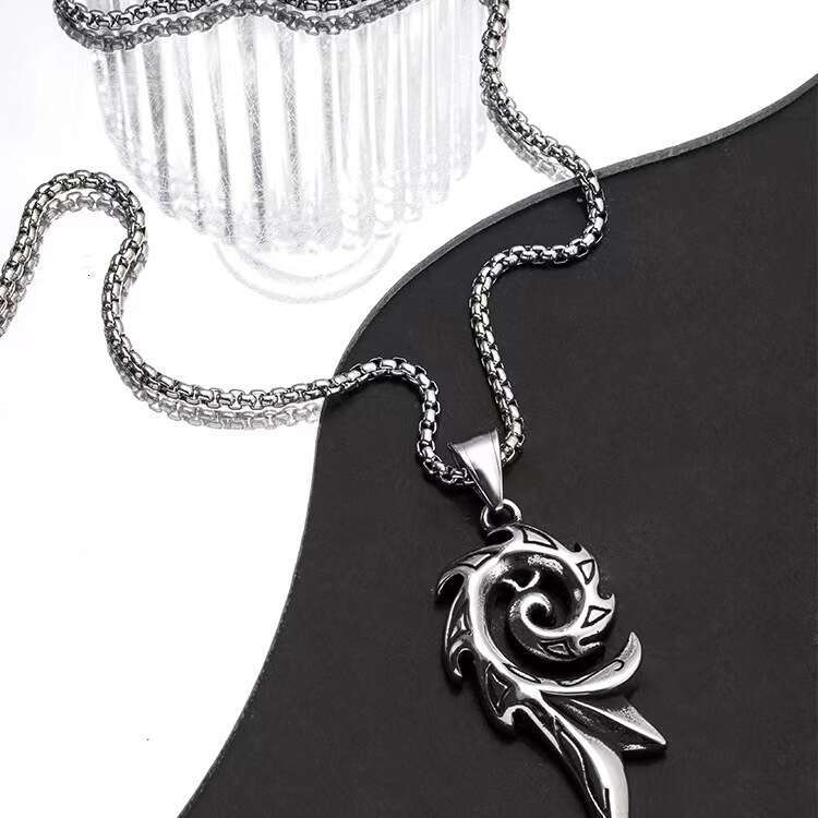 Korean version of hip-hop necklace, female ins, phoenix flame men's trendy and personalized titanium steel pendant, punk bouncing accessories