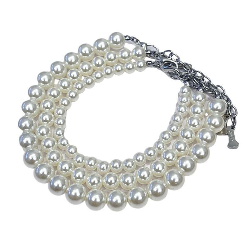 3 Pack Dog Pearl Necklace Light Pearl Jewelry Bold Puppy Accessories Pet Necklace Gift Elegant Adjustable Pearl Collar Jewellery Accessories for Small