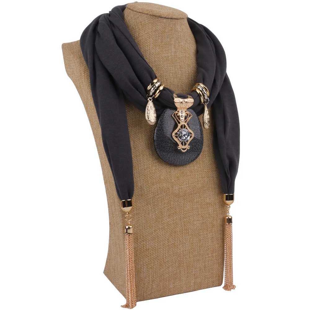 Fashion Women Solid Color Tassel Wr Scarf Multi-style Decorative Jewelry Necklace Pendant Scarf Hijabs Femme Head Scarves W250218