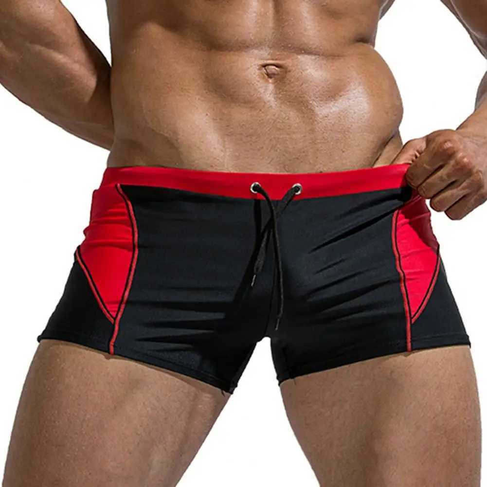 Beach Shorts Quick Dry Slim Nylon Briefs Stitching Color Boxers Men Swim Trunks Swimwear For Surfing Beach Shorts Beach Pants M250218