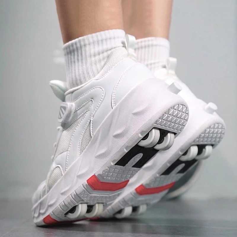 Roller Skate Shoes Kids Fashion Casual Sports 4 Wheels Sneakers Boy Girl Children Toys Games Boots Z250217