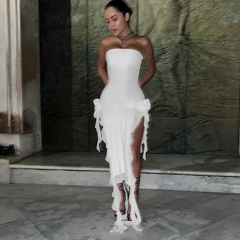 Basic Casual Dresses Hawthaw Women Party Club Evening Strtwear Vacation Bodycon Midi Dress 2024 Summer Clothes Wholesale Items For Business H25217