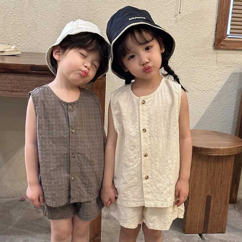 MILANCEL Summer Kids Clothing Set Boys Vest And Shorts 2 Pcs Suit Casual Girls Clothes Set W250218