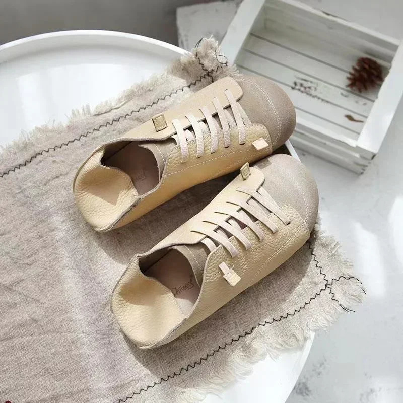 Moccasin Womens Shoes Half Slippers Flat Bottom Lace-Up Loafers Ladies Casual Outdoor Lazy Shoes Light Solid Color Flat Shoes 250214