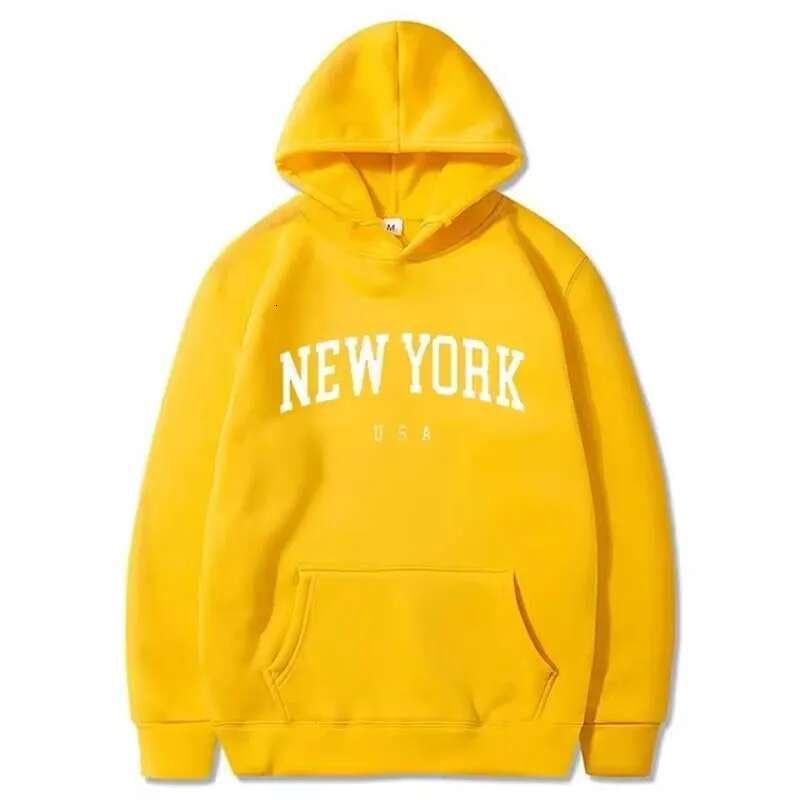 Men Women New York U.S.A City Hoodies Fashion Letter Printed Graphic Sweatshirts Loose Casual Hooded Pullover Sportwear