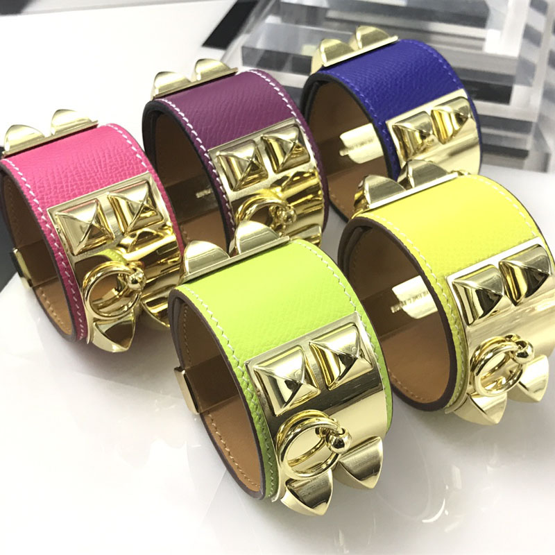 high quality rivet genuine leather collier bracelet for women cross leather