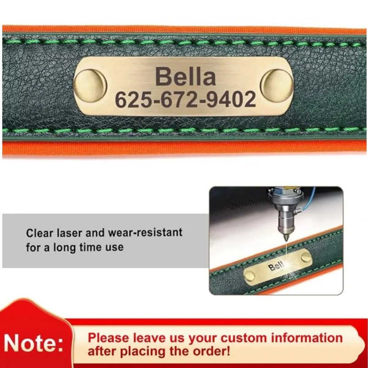 Dog Harnesses Customized Dog Collar Custom Engraved PU Leather Dog Collars Free Engraving ID Tag Nameplate For Small Medium Large Dogs H250217