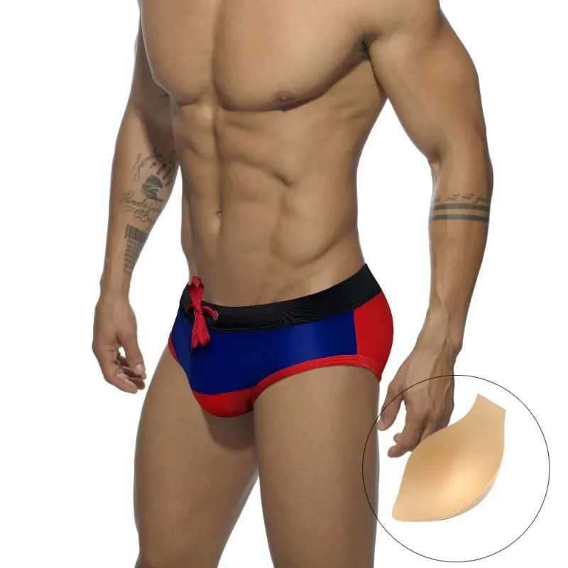 Brand Men Swim Briefs Low-waist Sexy Board Swimwear Pad Push-up Swimming Breathable Quick Dry Beach Shorts Surfing Bathing Suit M250218