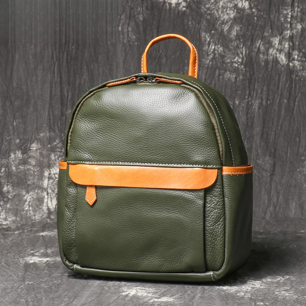 New Trendy Women's Versatile Fashion Leather Small Backpack Lightweight Casual Travel School Bag