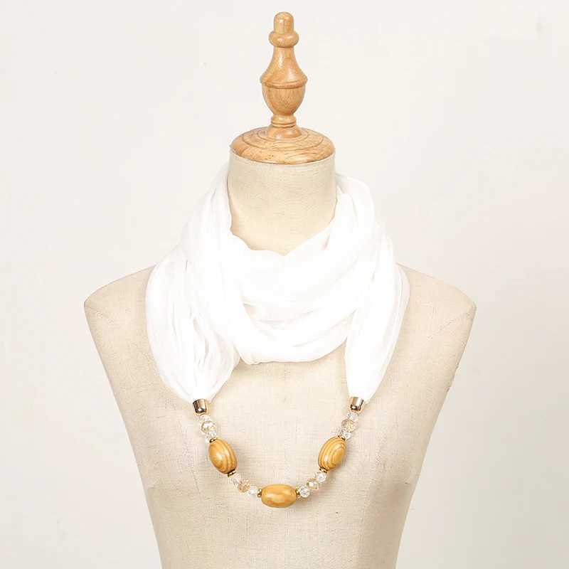 Fashion Polyester Solid Collar Scarf Gorgeous Beads Pendants Jewelry Necklace Jewelry Ring Scarf Islamic Ethnic Shl Scarves W250218