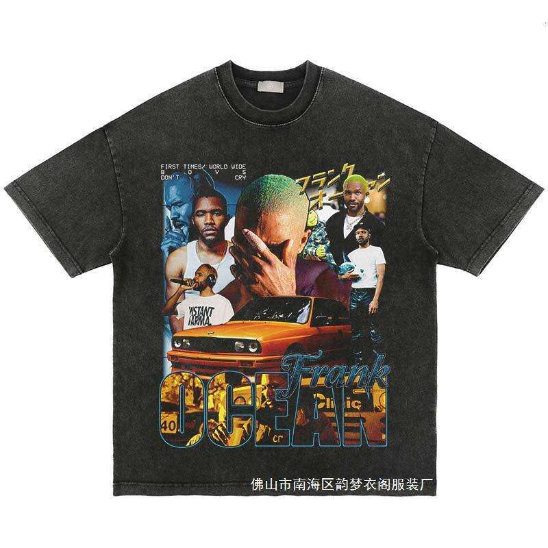 Men Summer Short Sleeve Vintage Washed Portrait Graphic