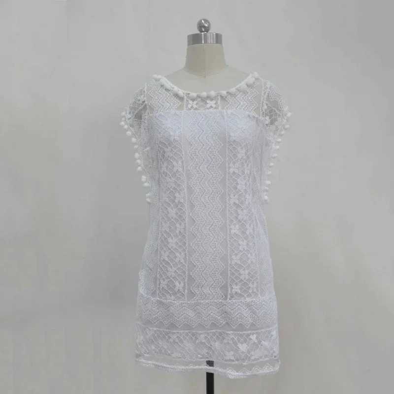 Basic Casual Dresses Summer White Women Dress 2024 Casual Slveless Beach Short Dress Female Sexy Tassel Mini Lace Dress Womens Knitted Dresses H25217