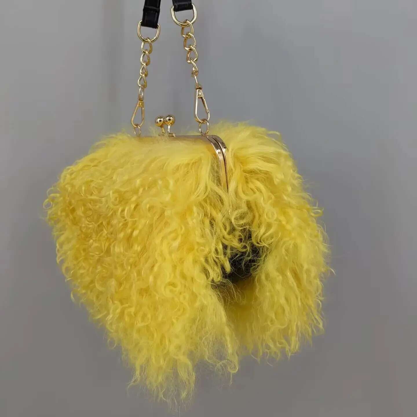 real Long handBag Women Mongolian Sheep Bag Beach Wool Fur One Shoulder bag