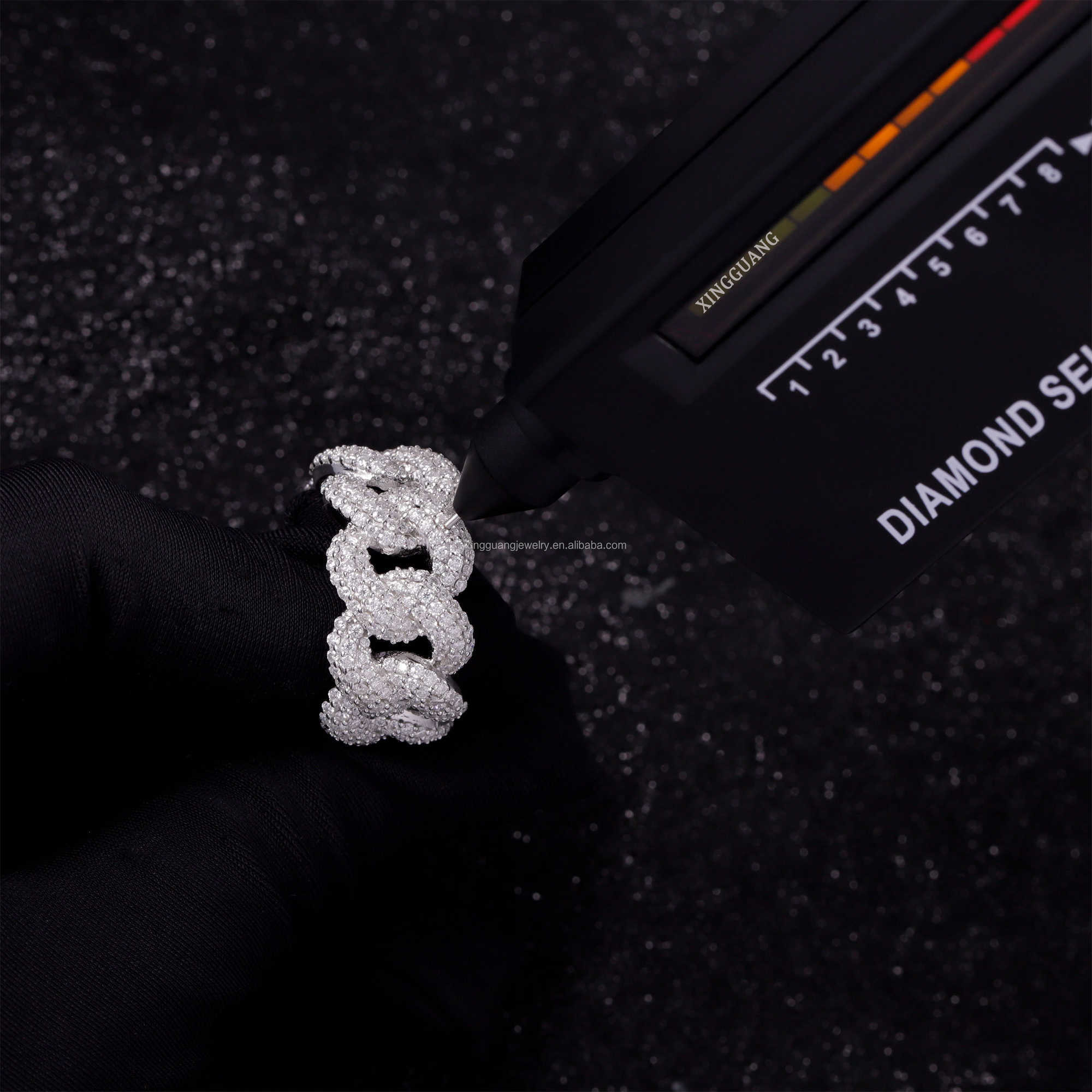 Wholesale factory price in stock moissanite jewelry 925 silver iced out diamond cuban rings moissanite hip hop ring