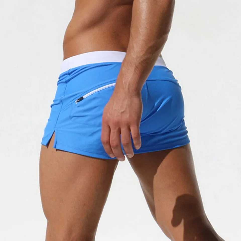 Mens swimsuit low waist surfing backbone swimming shorts sexy and personalized swimsuit mens pockets swimming beach board mens bathroom M250218