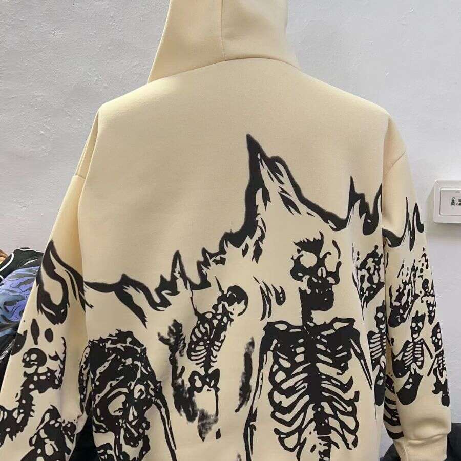 Y2k Gothic Zipper Skeleton Sweatshirt Coat Hooded Cardigan Full Face Hoodie