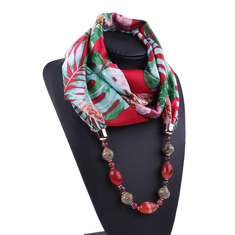 Womens Chiffon Jewelry Declaration Necklace Pendant Scarf Head Scarf Womens Foulard Womens Accessories W250218