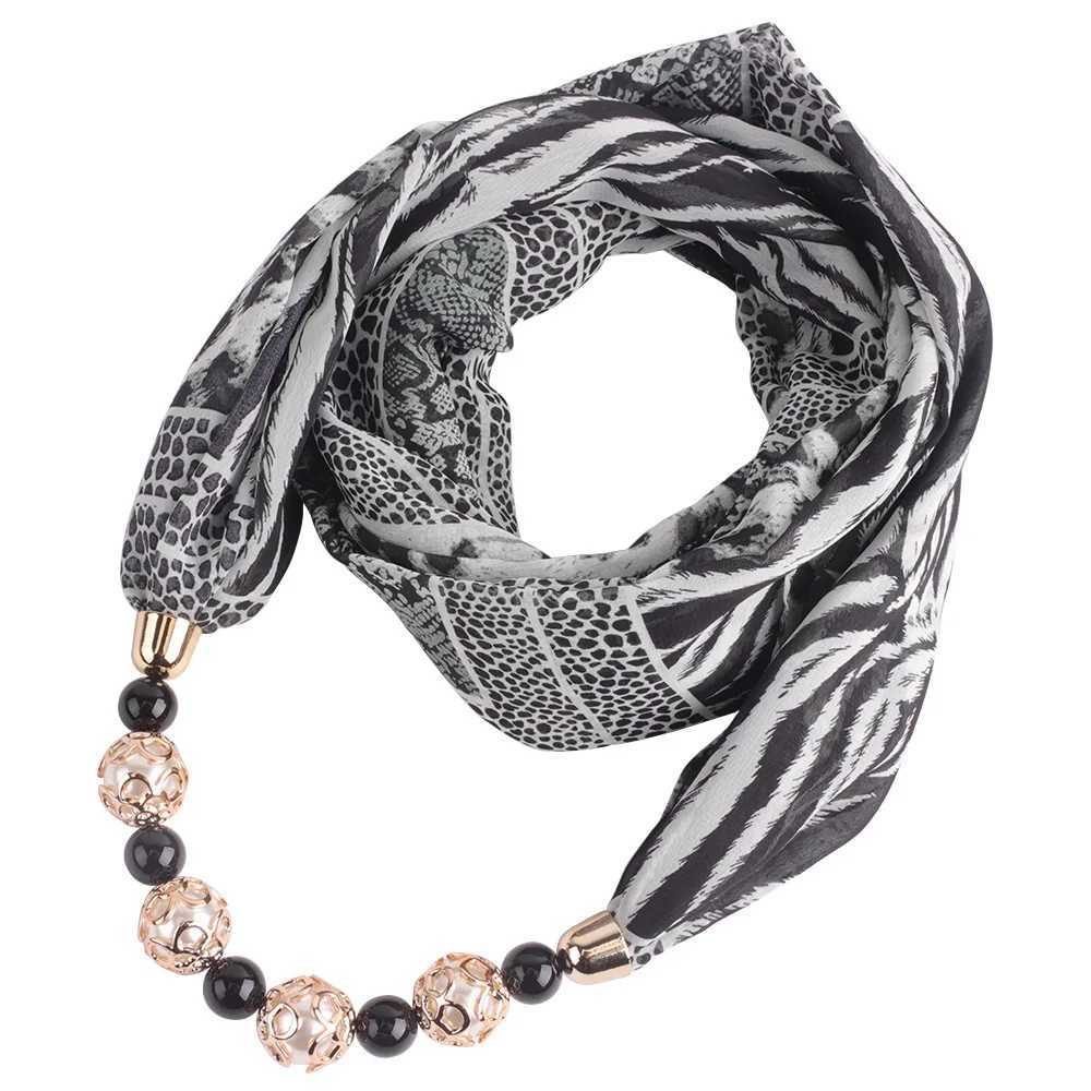 Womens Leopard Chiffon Hijabs Scarf Statement Necklace Pendant Scarf Neckerchief Foulard Femme Accories Hijabs W250218