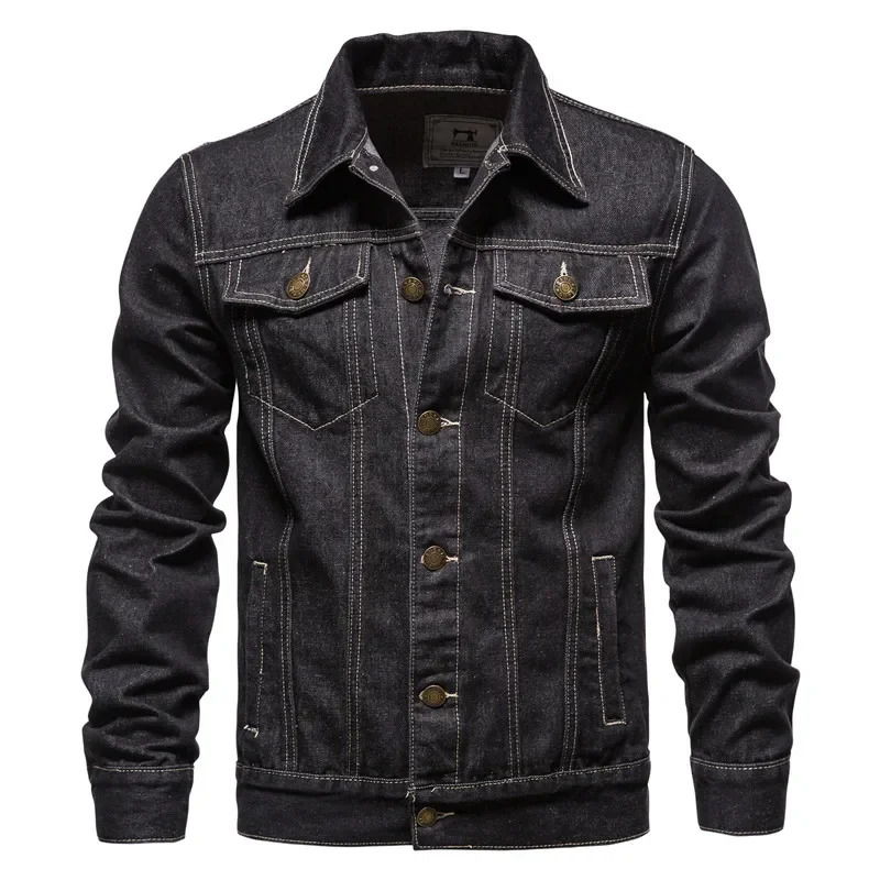 Denim Jacket Men Fashion Motorcycle Jeans Jackets Mens Causal Oversized Cotton Casual Black Blue Man Outerwear Coat 250210