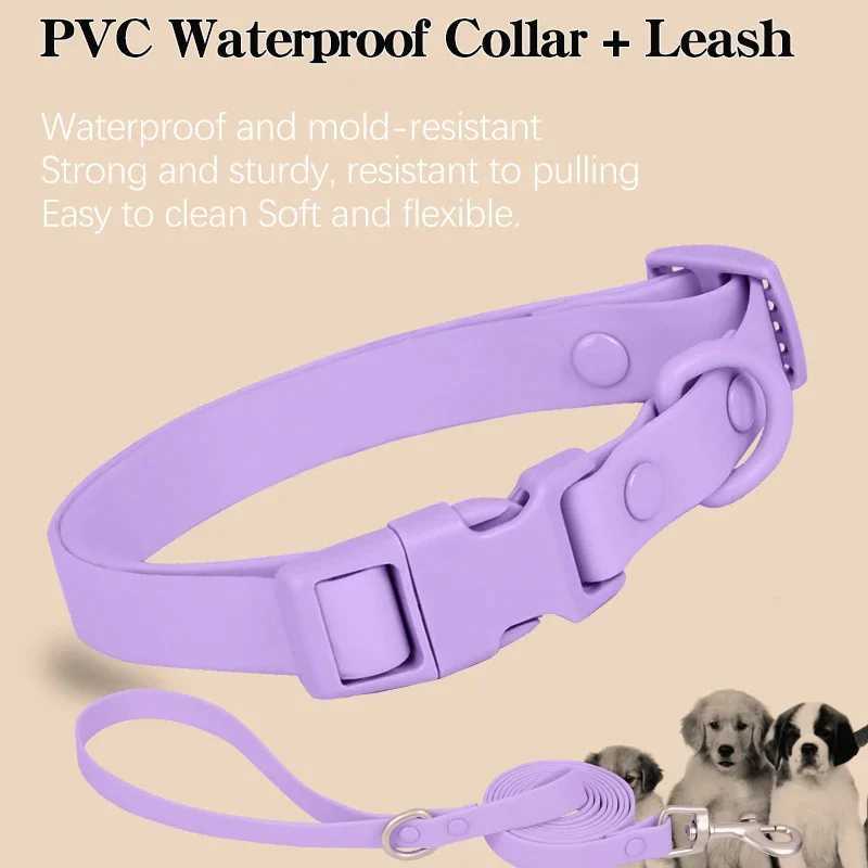 Dog Harnesses New Macaron Colored PVC Dog Collar Waterproof Dirt Resistant Easy To Clean Pet Collar Adjustable Neck Collar Pet Dog Collar Set H250217
