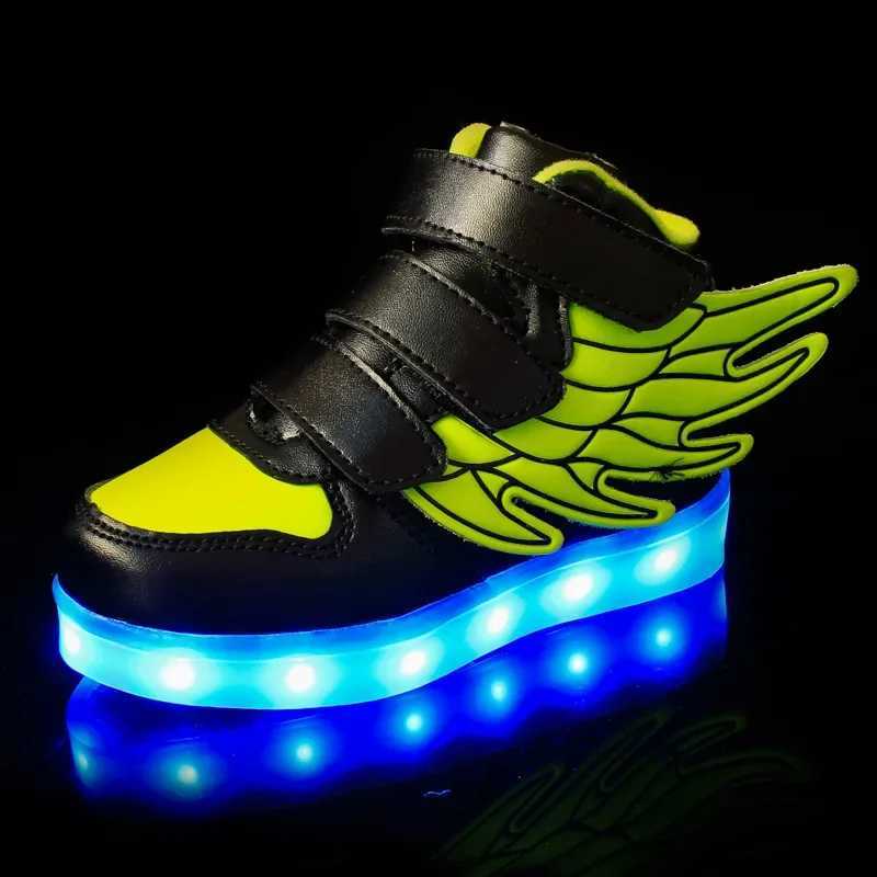 Size 25-37 childrens LED shoe basket boys and girls glowing sports shoelace light sole childrens glowing sports shoes LED slider Z250217