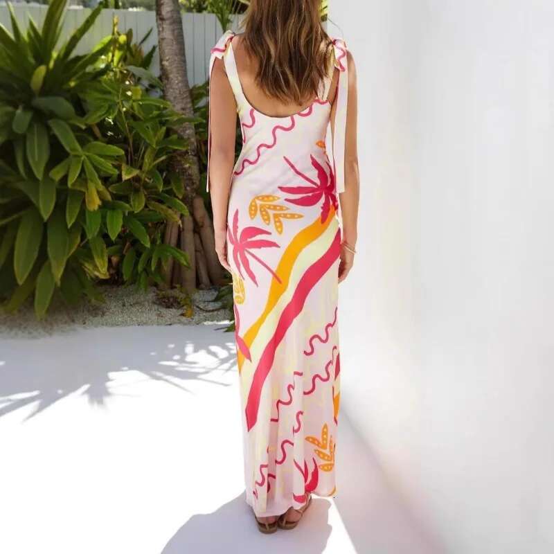 2025 Spring/Summer New Women's Printed Sexy Lace Fashionable Casual Slimming Long Dress European And American