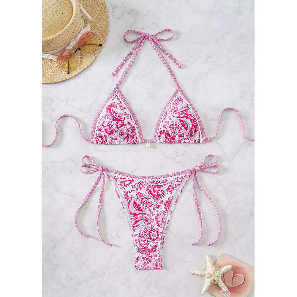 Women's 2025 New Blue and White Porcelain Printed Lace Up Sexy Bikini Split Swimsuit Designer Underwear Women Swimsuit Swimsuits Designer Womens 