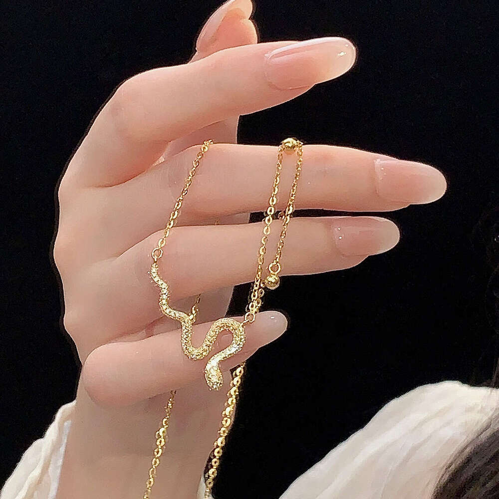 Tiqi S pure sier small female niche design, snake shaped tassel necklace, light high-end jewelry