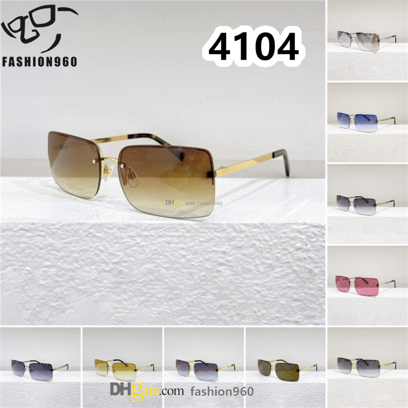 Classic designer mens sunglasses for woman light blue metal temple Spring Popular colorful frames radiation UV protection rectangle des lunettes de soleil 4104