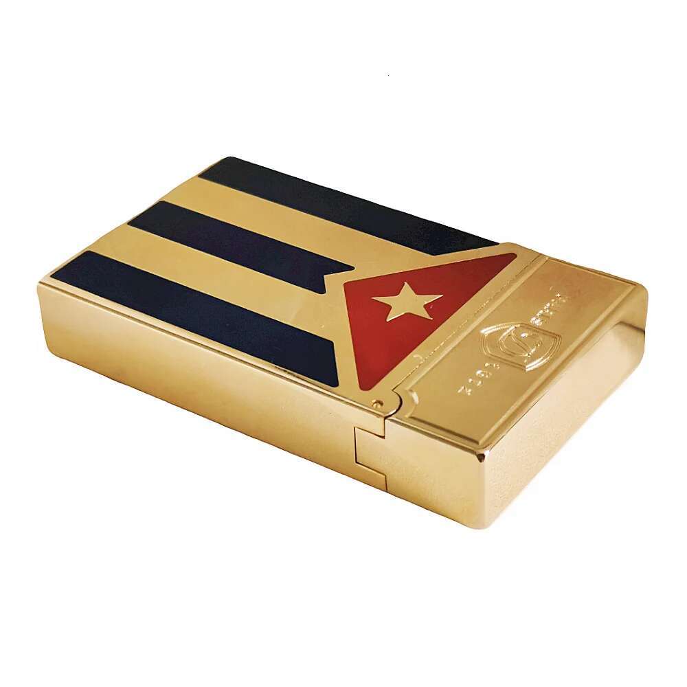 Cuba Gas Lighters Brass Lacquer Cuban Flag Smoking Accessories Tobacco Cigar Cigarette Men Gift Collections Ding Sound