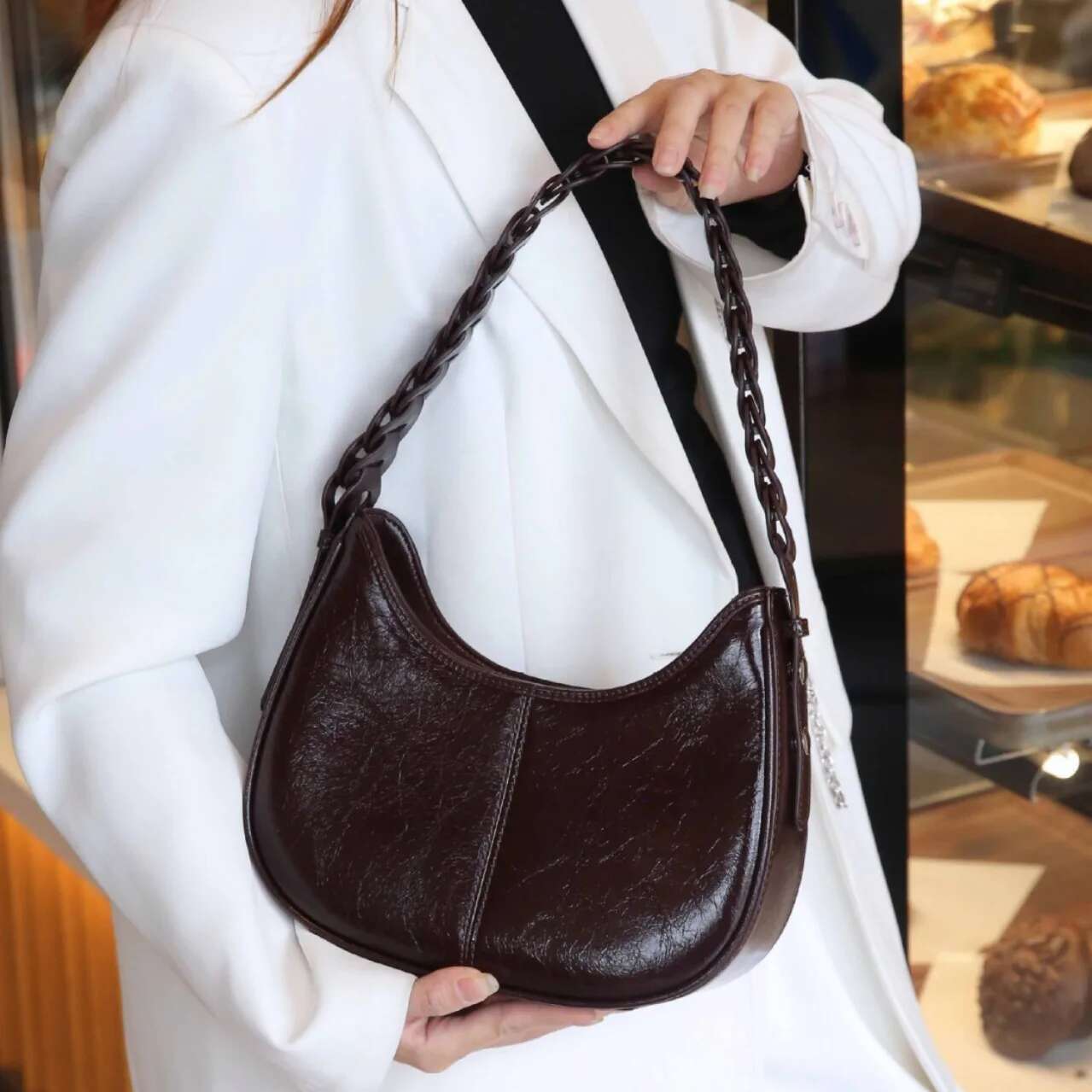Genuine Leather Moon Women New Vintage Messenger High Quality Simple Handbag Lady Shoulder Bag Bag Female