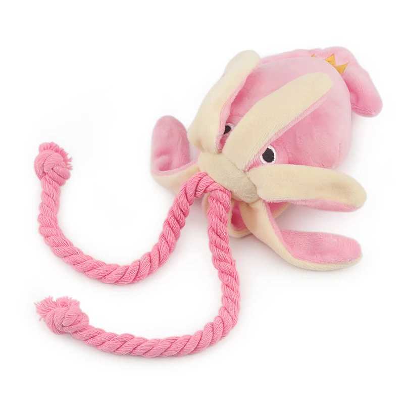 Others Dog Toys Chews Cute Squid Small Dog Toy Sound BB Plush Pet Puppy Rope Toys Pink Chew Squeak Toys For Cat H250217