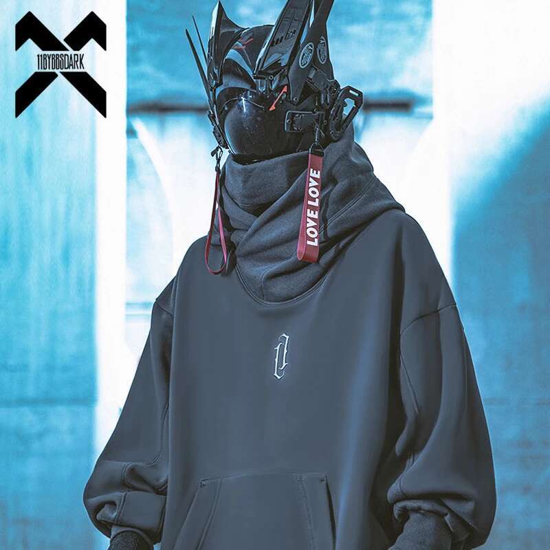 11 BYBB'S DARK 2023 Double Necke Hoodie Techwear Haruku Men Hoodies Hip Hop Streetwear Pullover Sweatshirts Oversize