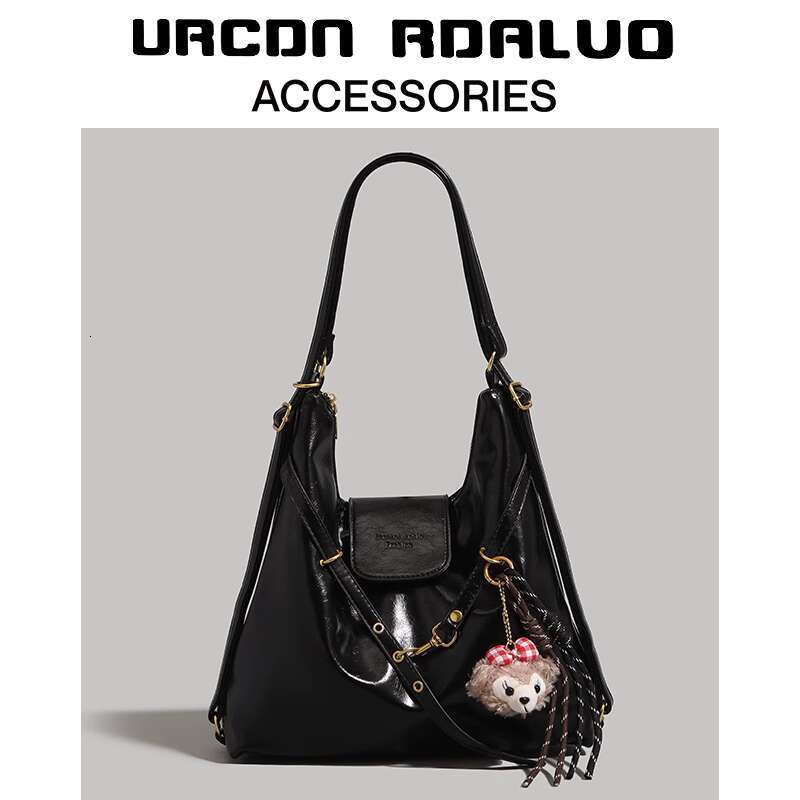 studded decorative backpack, Argyle dual-use backpack, fashionable chain decoration women's handbag