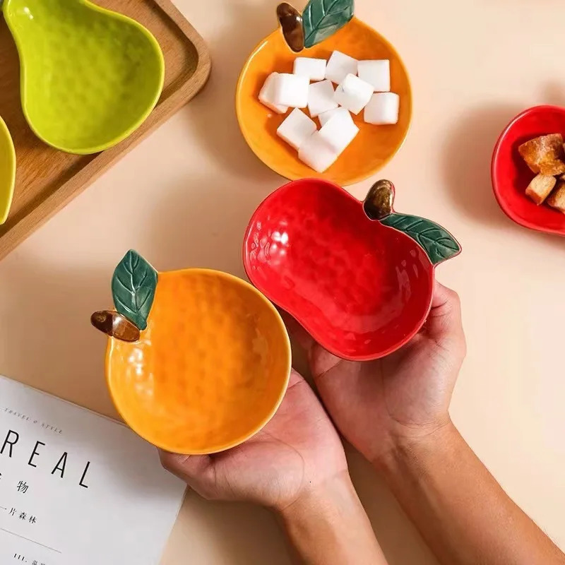 Fruit Shape Sauce Dish Ceramic Seasoning Dipping Bowl Ketchup Soy Vinegar Dip Dish Fruit Salad Butter Plate Tableware Decoration 250214
