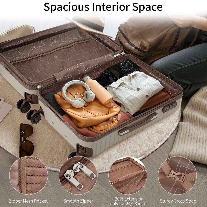Piece Set Suitcase Set, ABS Hard Shell Lightweight Expandable Travel Lage with 4 Packing Cubes, TSA Lock, Spinner Wheels for Men Women(16/20/24/28)