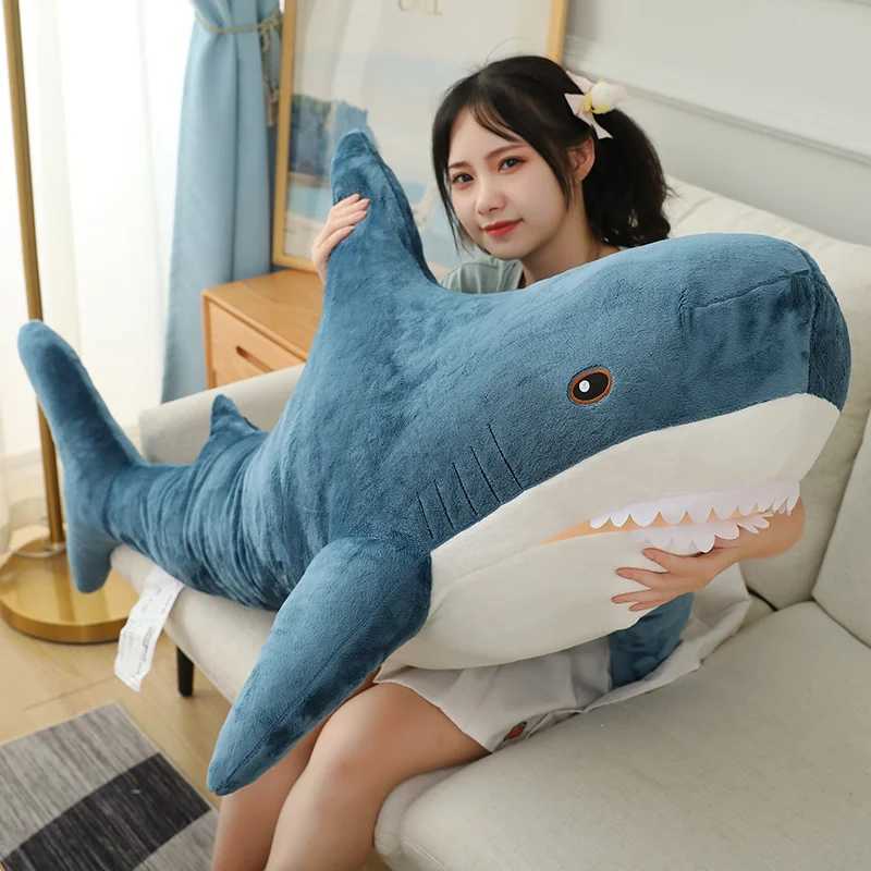 Cute Gaint Shark Whale Plush Doll Pillow Gray Blue Pink Shark Whale Plush Doll Home Decor Warm Hug For Girls BoysXJ250218