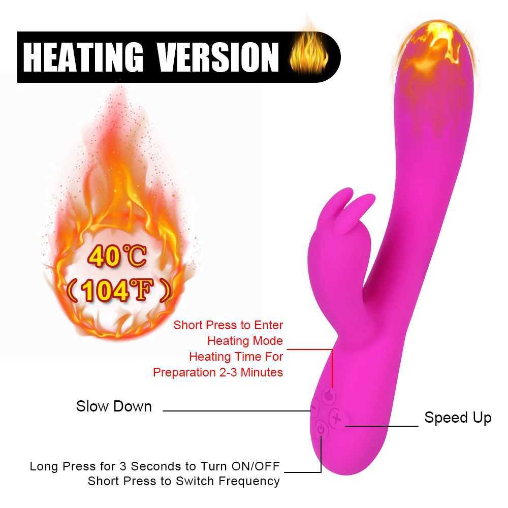 20cm Heated Dildo Rabbit Vibrator For Women Clitoris Nipple Stimulator Vaginal Anal Plug Sex Toys Female Masturbator Erotic ShopXJ250218